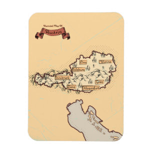 Ímã Mapa ilustrado vintage da Áustria