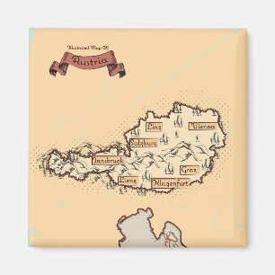 Imã Mapa ilustrado vintage da Áustria