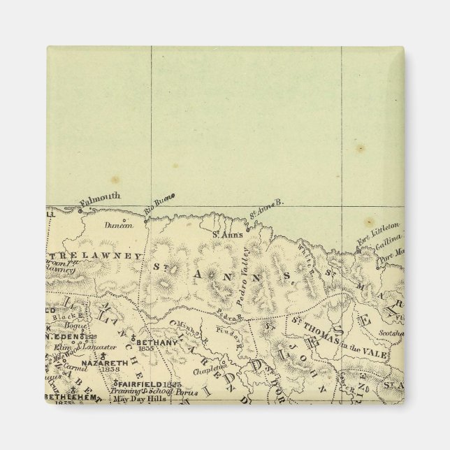 Imã Mapa litográfico da Jamaica (Frente)