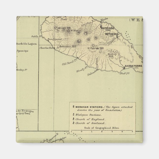 Imã Mapa litográfico de Antígua (Frente)