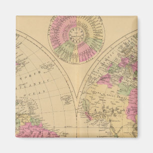 Imã Mapa litográfico de cor manual do mundo