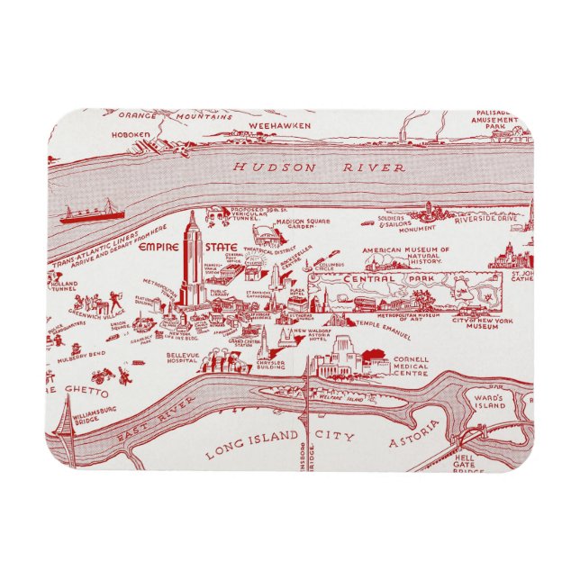 Ímã MAPA: MANHATTAN, c1935 (Horizontal)