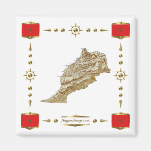 Imã Mapa Marrocos + ímã dos sinalizadores