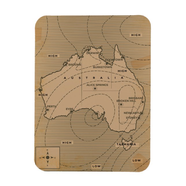 Ímã Mapa meteorológico da Austrália (Vertical)