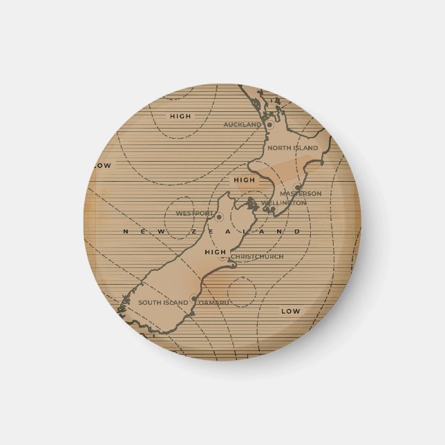 Imã Mapa meteorológico da Nova Zelândia (Frente)