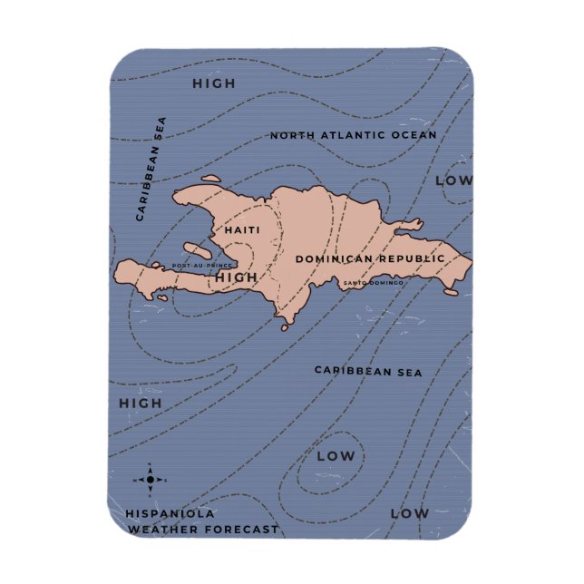 Ímã Mapa meteorológico de Hispaniola (Vertical)
