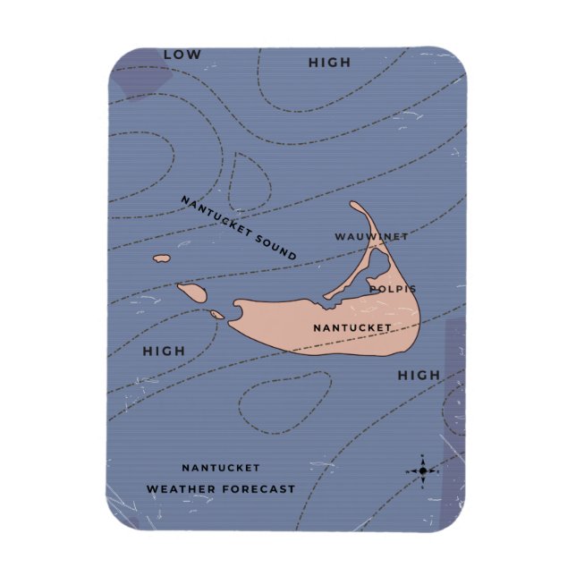Ímã Mapa meteorológico de Nantucket EUA (Vertical)