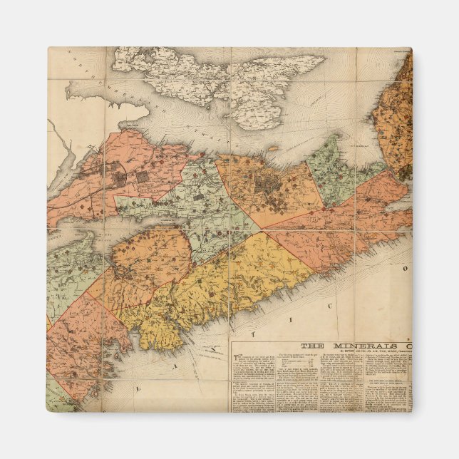 Imã Mapa mineral da Nova Escócia (Frente)