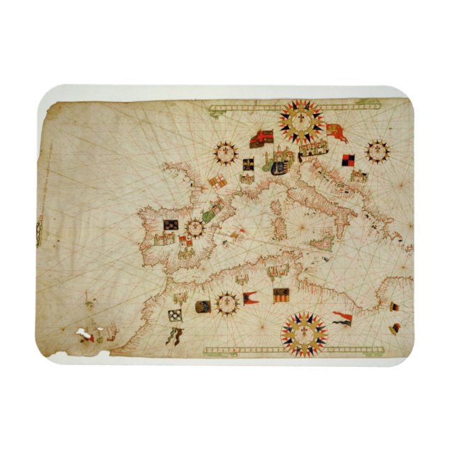 Ímã Mapa Miniatura Náutico do Mediterrâneo Central (Horizontal)