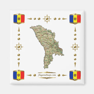 Imã Mapa Moldávia + Ímã de Sinalizadores