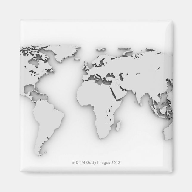 Imã Mapa mundial 3D, imagem gerada por computador (Frente)