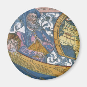 Imã Mapa Mundial Antigo com Claudius Ptolemy, 1507