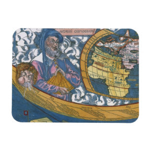 Ímã Mapa Mundial Antigo com Claudius Ptolemy, 1507