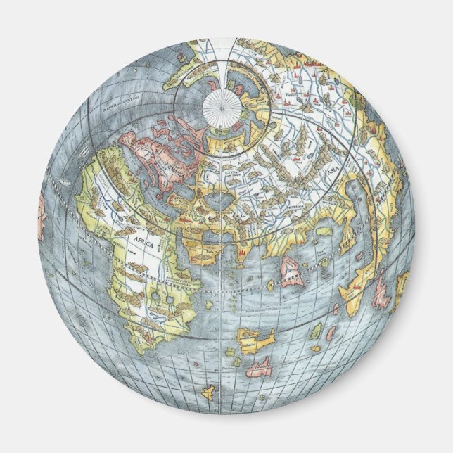 Imã Mapa Mundial Antigo em Forma de Coração Peter Apia (Frente)