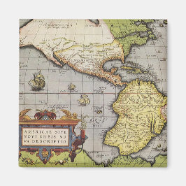 Imã Mapa Mundial Antiquado das Américas, 1570