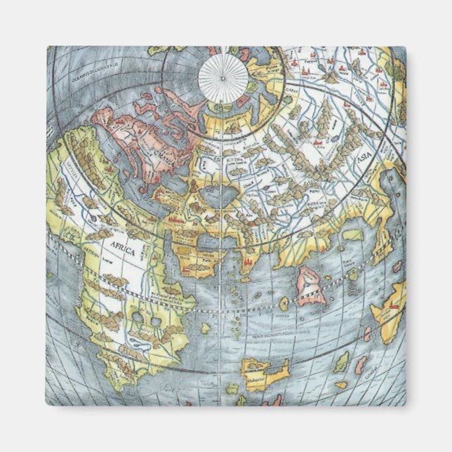 Imã Mapa Mundial Antiquado em Forma de Coração Vintage (Frente)