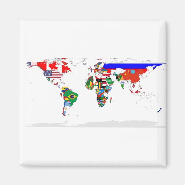 Imã Mapa Mundial Colorido de abstrato (Frente)