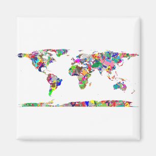Imã Mapa Mundial Colorido de abstrato 2