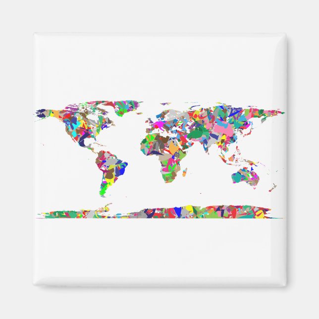 Imã Mapa Mundial Colorido de abstrato 2 (Frente)