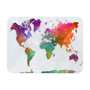 Ímã Mapa Mundial Da Aquarela
