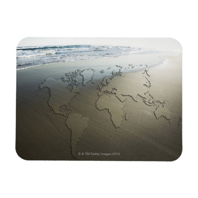 Ímã Mapa mundial da areia (Horizontal)