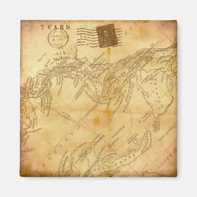 Imã Mapa mundial da Vintage (Frente)