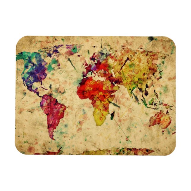 Ímã Mapa mundial da Vintage (Horizontal)