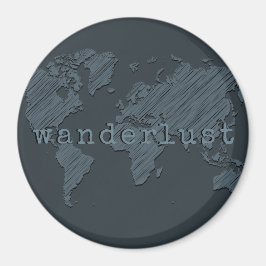 Imã Mapa Mundial de Wanderlust | Cinzas de Gunmetal