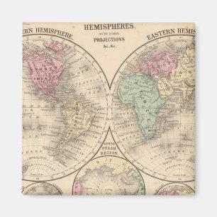 Imã Mapa mundial dos hemisférios por Mitchell