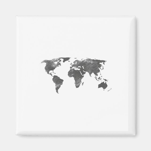Imã Mapa Mundial Em Cinzas, O Mundo Mapas _1 (Frente)