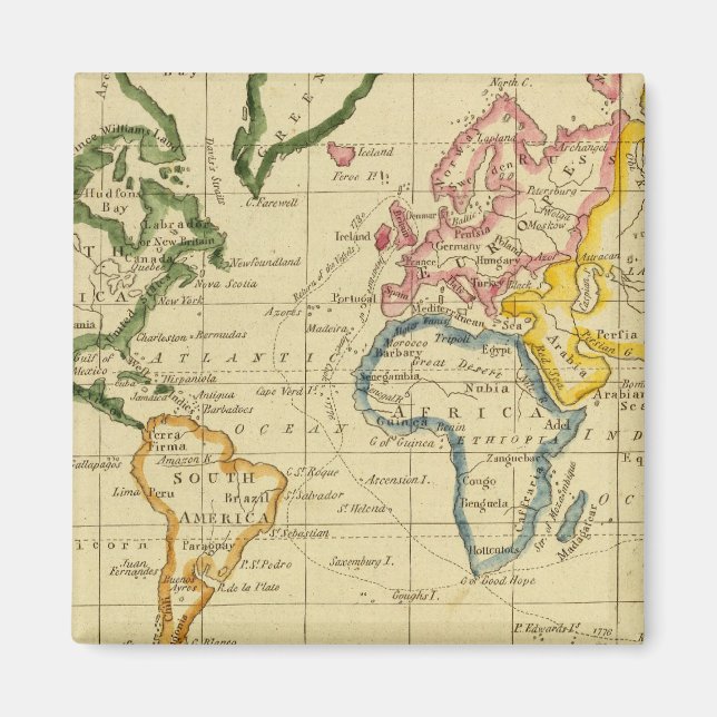 Imã Mapa mundial gravado (Frente)