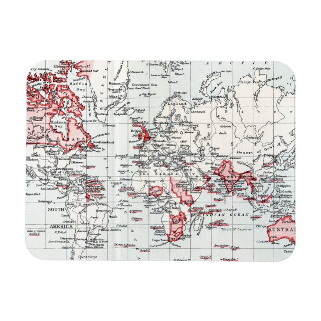 Ímã Mapa Mundial mostrando as Posições Britânicas em 1 (Horizontal)