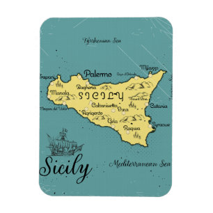 Ímã Mapa Náutico Antigo da Sicília
