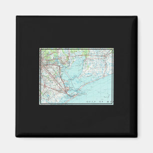 Imã Mapa náutico de Vintage Galveston Bay Tx (1975)