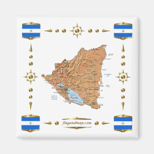 Imã Mapa Nicarágua + ímã de sinalizadores