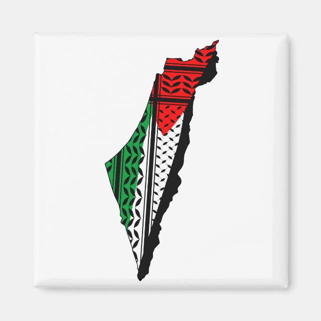 Imã Mapa Palestino que Bandeira e Padrão Keffiyeg (Frente)