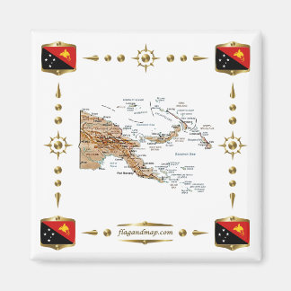Imã Mapa Papua-Nova Guiné + Imagem de Sinalizadores