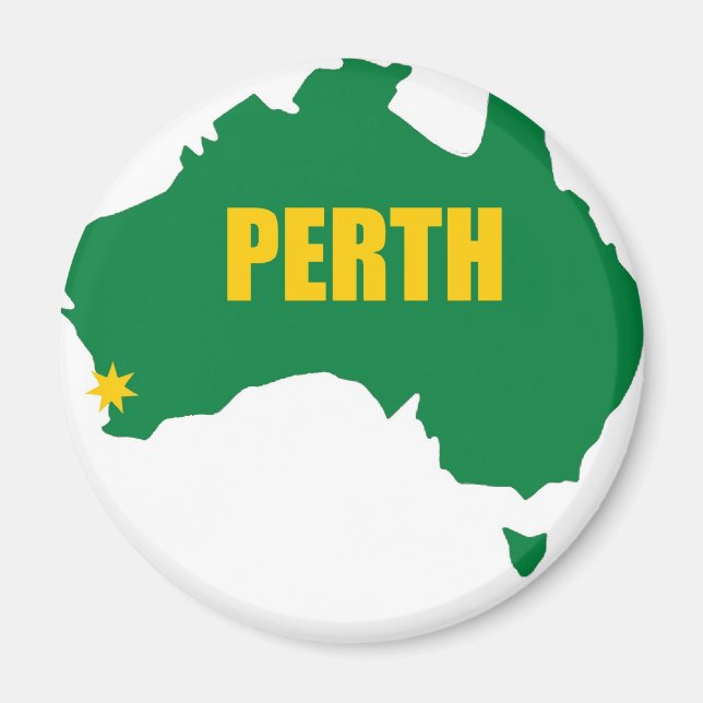 Imã Mapa Perth Green e Dourado (Frente)