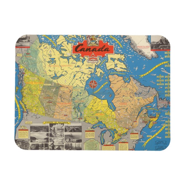 Ímã Mapa Pictórico do Canadá - Pontos (Horizontal)