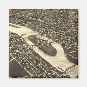 Imã Mapa pictórico do vintage da Aurora Illinois (188