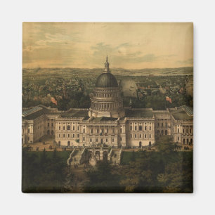 Imã Mapa pictórico do vintage de C.C. de Washington