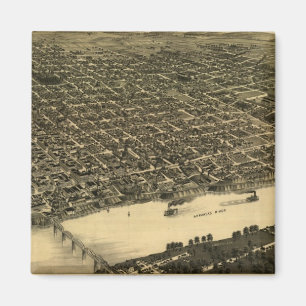 Imã Mapa pictórico do vintage de Little Rock (1887)