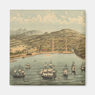 Imã Mapa pictórico do vintage de San Francisco (1884)