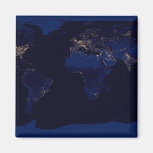 Imã Mapa Plana Da Terra Mostrando As Luzes Da Cidade D