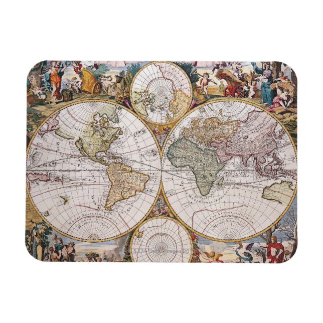 Ímã Mapa Polar do Hemisfério Duplo (Horizontal)