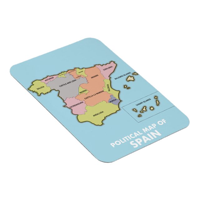 Ímã Mapa político da Espanha. (Lado Direito)