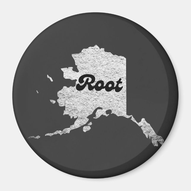 Imã Mapa Raiz do Estado de Alask Ortográfico Root Map  (Frente)