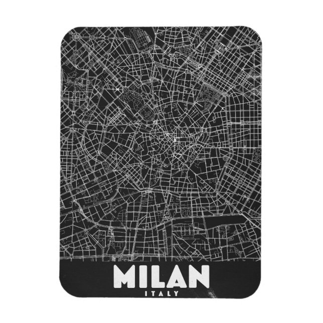 Ímã Mapa Retro de Milão Itália (Vertical)