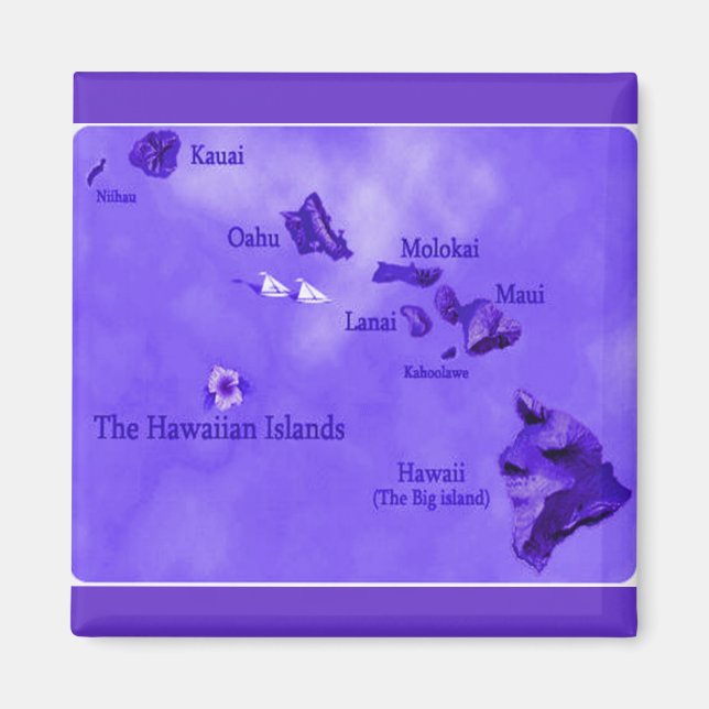 Imã Mapa roxo da ilha do Havaí (Frente)