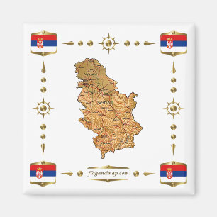 Imã Mapa Sérvia + ímã de sinalizadores